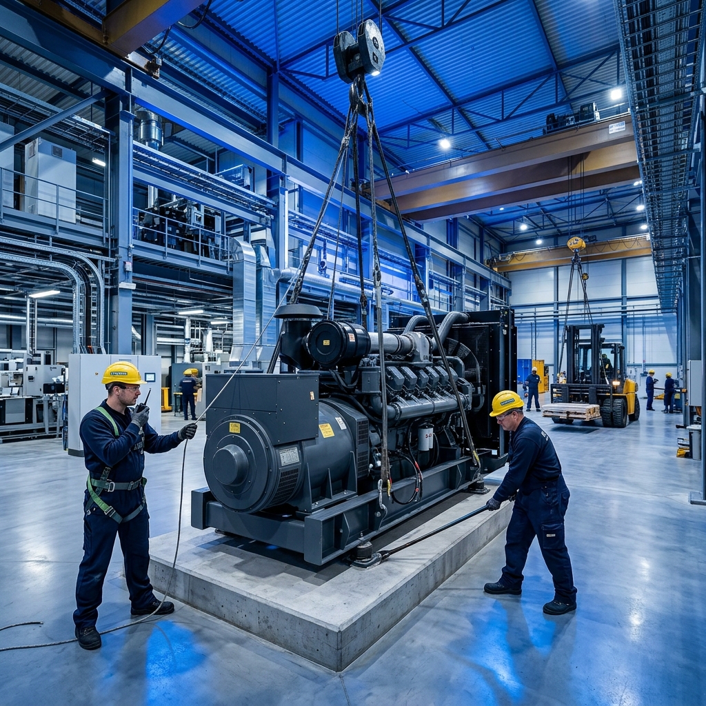 Instalação de gerador industrial em empresa